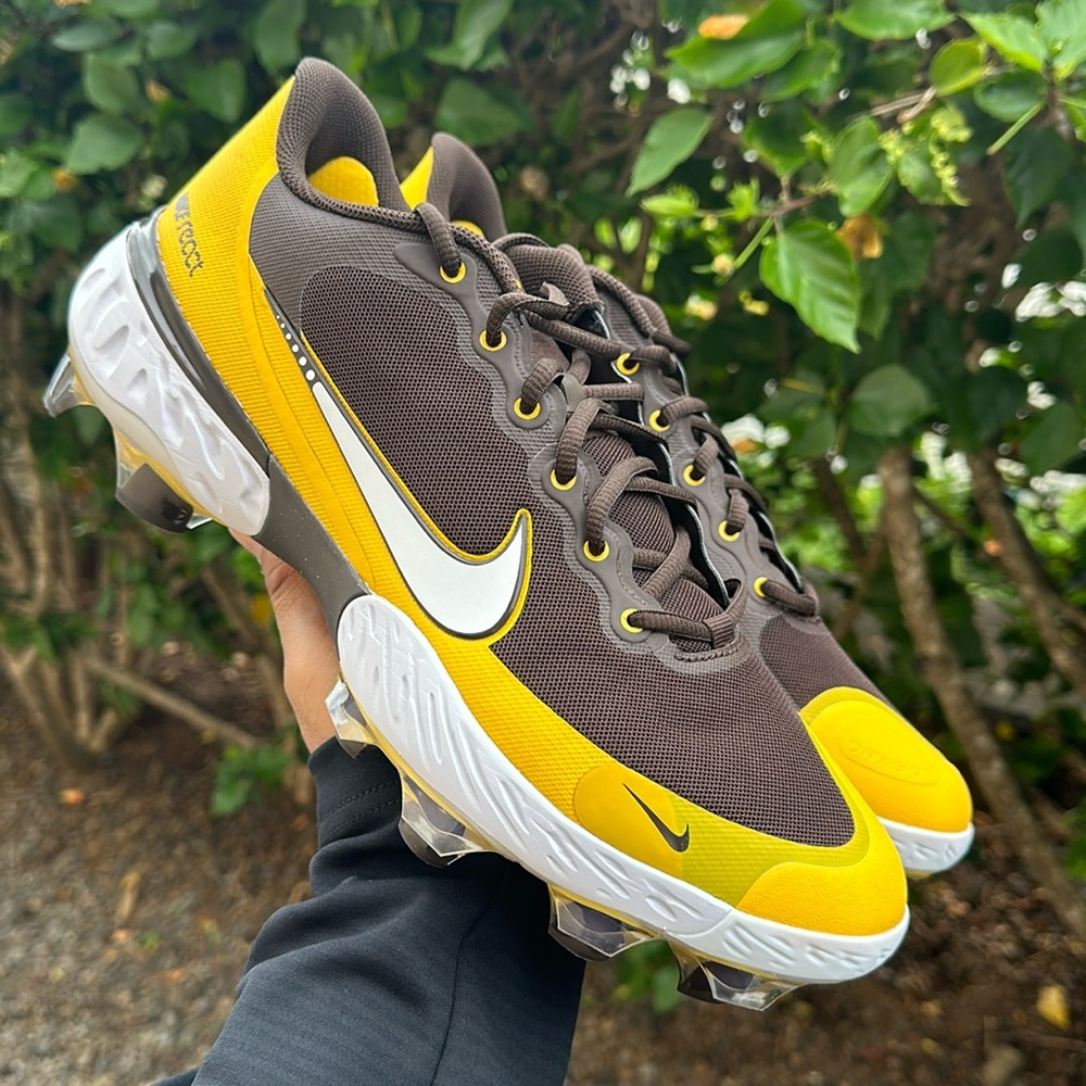 Nike Mens Alpha Huarache Elite 3 MCS Brown Yellow Baseball Cleats Size 12